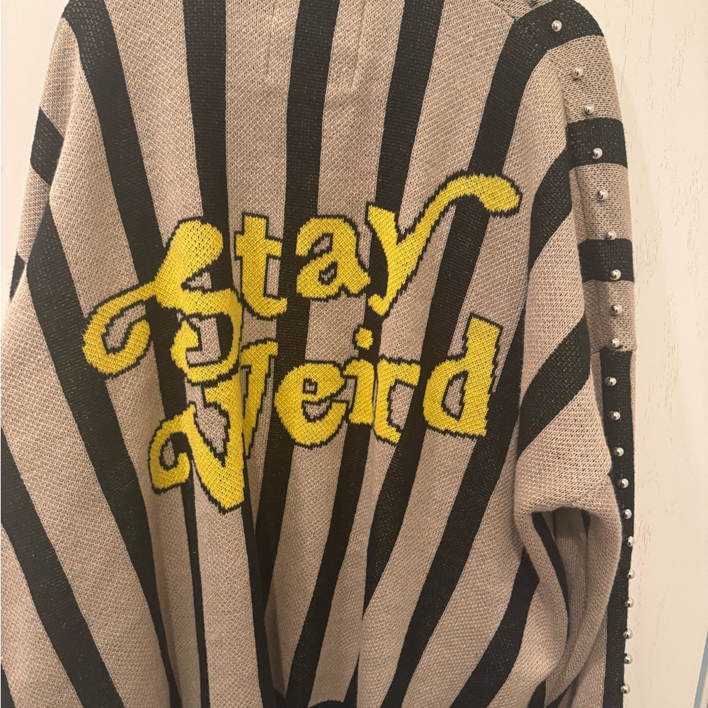 Striped Black and Cream Cardigan - Picture 7 of 10